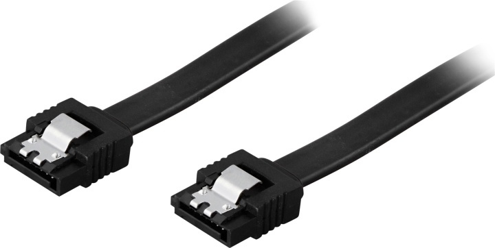 DELTACO SATA-kabel, SATA 6Gb/s, lÕs-clips, rett - rett, 0,5m,svart i gruppen Datautstyr / Kabler og adaptere / Intern / SATA hos TP E-commerce Nordic AB (38-16225)