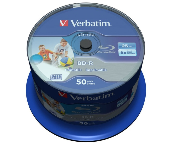 Verbatim BD-R, 6x, 25GB/200tim, Wide Inkjet Printable, 50-p spindel i gruppen Elektronikk / Lagringsmedia / CD/DVD/BD-plater / Blu-Ray hos TP E-commerce Nordic AB (38-23610)