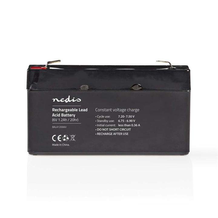 Nedis Oppladbart blybatteri | Lead-Acid | Oppladningsbar | 6 V | 1200 mAh i gruppen Elektronikk / Batterier & Ladere / Oppladbare batterier / Blybatterier hos TP E-commerce Nordic AB (38-73016)