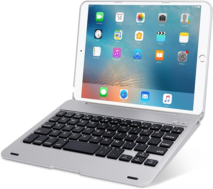 Fodral med inbyggt Bluetooth-tangentbord för iPad Mini 1/2/3, Silver i gruppen SMARTTELEFON & NETTBRETT / Nettbrettbeskyttelse / Apple iPad hos TP E-commerce Nordic AB (38-89385)