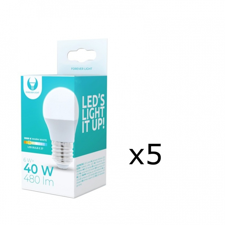 LED-lampe E27, 6W, 230V, 3000K 5-pakning, varmhvit i gruppen Elektronikk / Lys / LED-lys hos TP E-commerce Nordic AB (38-92748-PKT05)