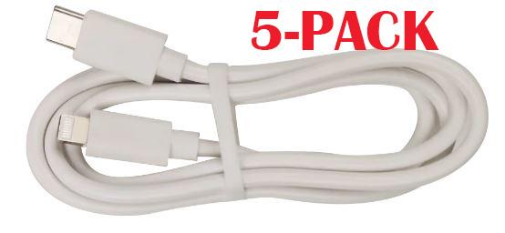 5-PACK Cable USB-C - Lightning, 2.4A, 1m, White i gruppen SMARTTELEFON & NETTBRETT / Ladere og Kabler / Kabler / Kabler Lightning hos TP E-commerce Nordic AB (A22392PKT5)