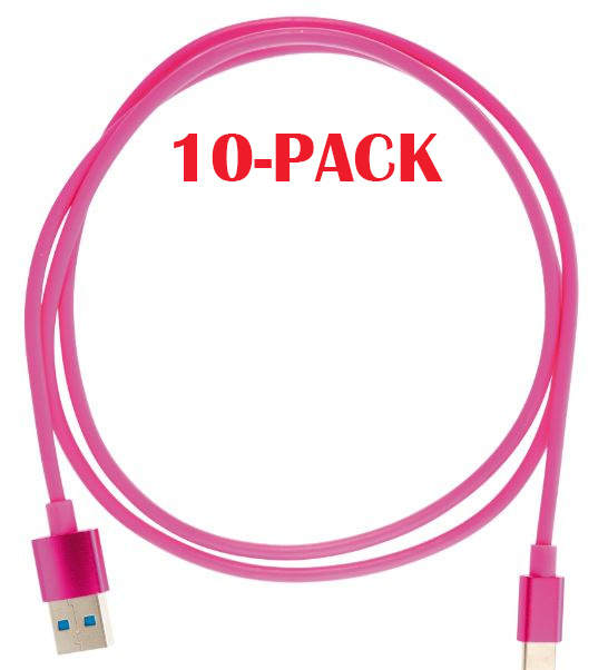 10-PACK Cable USB-A - USB-C 2.4A, 1m, Pink i gruppen SMARTTELEFON & NETTBRETT / Ladere og Kabler / Kabler / Kabler type C hos TP E-commerce Nordic AB (A22411PKT10)
