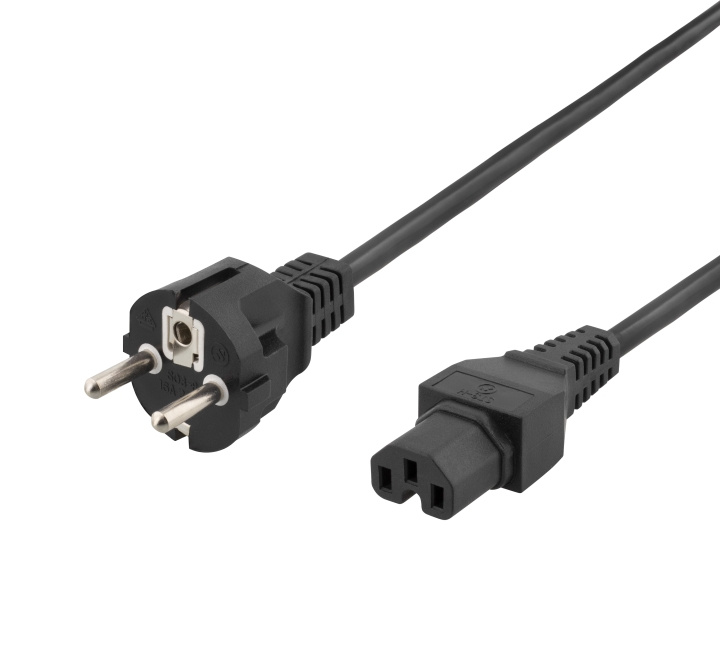 DELTACO power cord CEE7/7 - IEC C15, 1m, black i gruppen Datautstyr / Kabler og adaptere / elektriske kabler hos TP E-commerce Nordic AB (C17732)