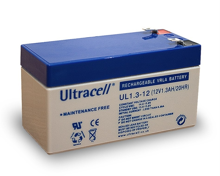 Ultracell Blybatteri 12 V, 1,3 Ah (UL1.3-12) Faston (4,8 mm) Blybatteri, VdS i gruppen Elektronikk / Batterier & Ladere / Oppladbare batterier / Blybatterier hos TP E-commerce Nordic AB (C39423)
