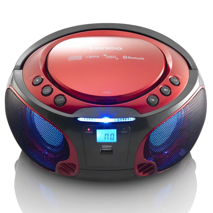 Lenco SCD-550RD bærbar FM-radio CD / MP3 / USB / Bluetooth-spiller® med LED-belysning rød i gruppen Elektronikk / Lyd & Bilde / Hjemmekino, HiFi og bærbar / Bærbar musikkspiller / CD-Spillere hos TP E-commerce Nordic AB (C64493)