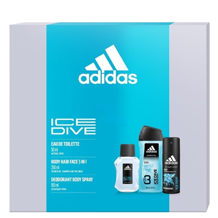 adidas Ice Dive For Him Edt 100ml + Deospray 150ml + Shower Gel 250ml i gruppen HELSE OG SKJØNNHET / Gavesett / Gavesett for ham hos TP E-commerce Nordic AB (C65679)