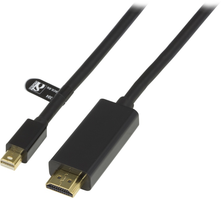 DELTACO mini DisplayPort til HDMI-kabel med lyd,Full HD i 60Hz, 1m