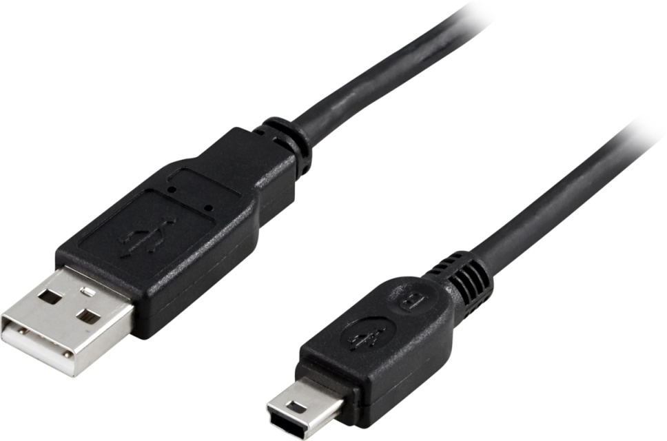DELTACO USB 2.0 kabel Type A output-Type mini B output,3m,svart