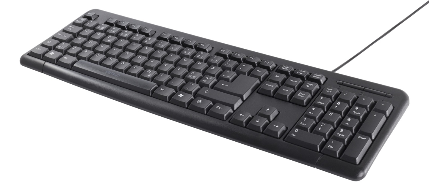 DELTACO tastatur, nordisk, USB, svart