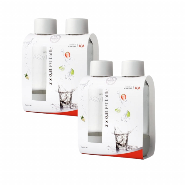 4-pack AGA AQVIA "on-the-go" 0,5L, PET-flaska (Vit)