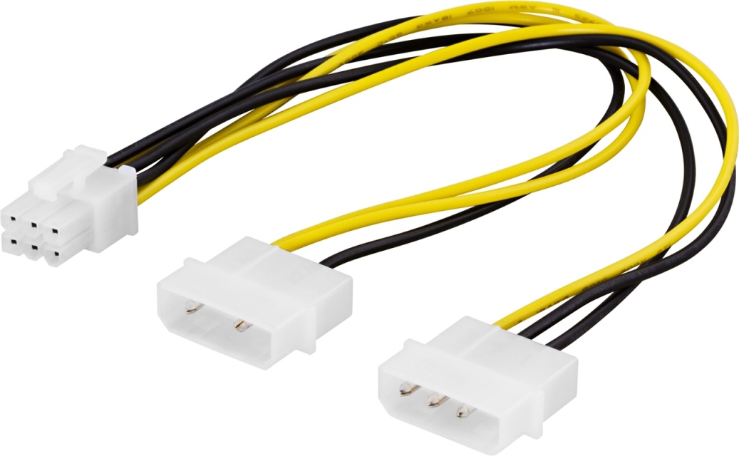 DELTACO adapterkabel 2x4-pin til 6-pin PCI-Express, 25cm