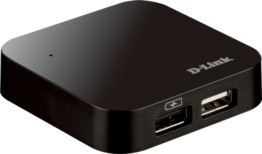 D-Link USB 2.0-hub 4 porter, med strømadapter (DUB-H4)