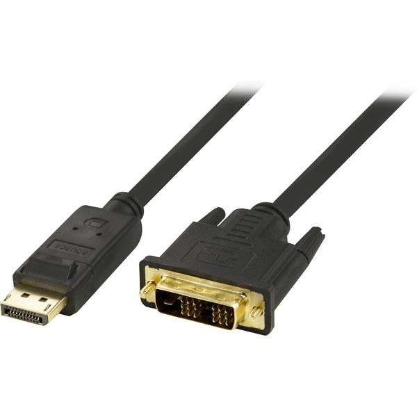 DELTACO DisplayPort til DVI-skjermkabel, 20-pinners ha - ha 3 m (DP-2030)