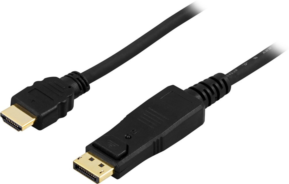 DELTACO DisplayPort til HDMI-skjermkabel, 20-pinners ha - ha 2 m (DP-3020)