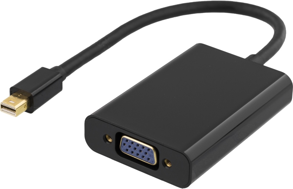 DELTACO mini DisplayPort til VGA-adapter med lyd, Full HD i 60Hz