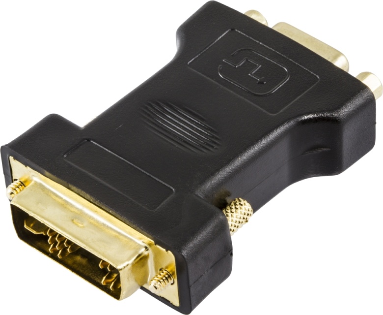 DELTACO DVI-adapter analog DVI - analog VGA, ha - ho, svart (DVI-4)