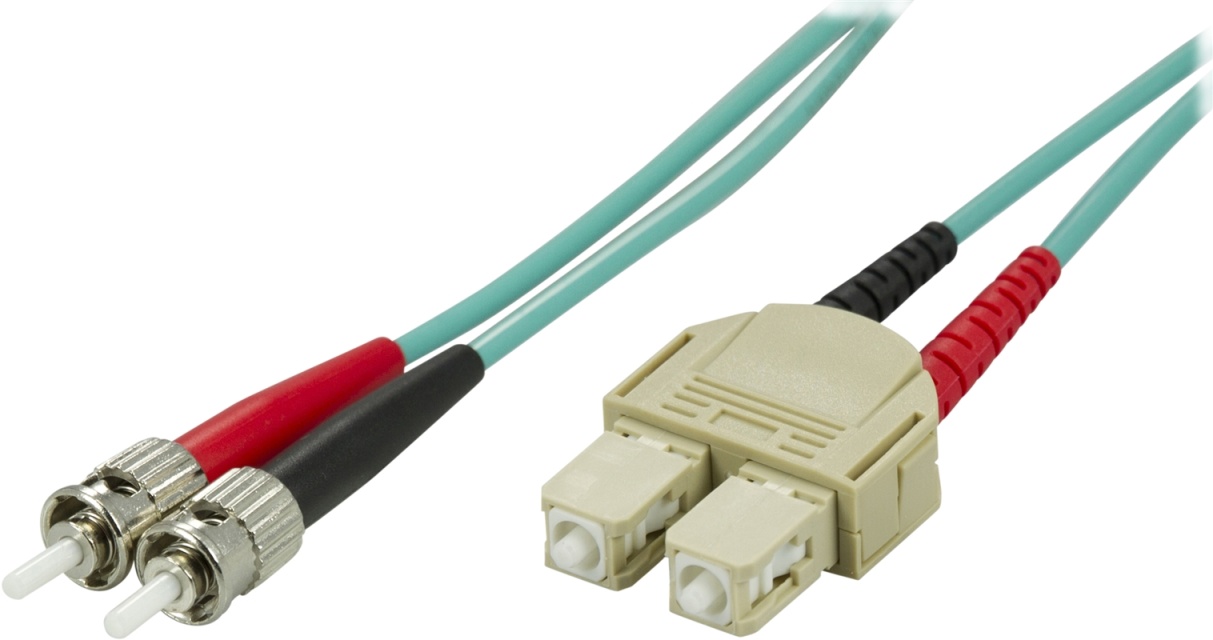 DELTACO OM3 fiberkabel ST - SC, dupleks, multimode, 50/125, 5m (STSC-65)