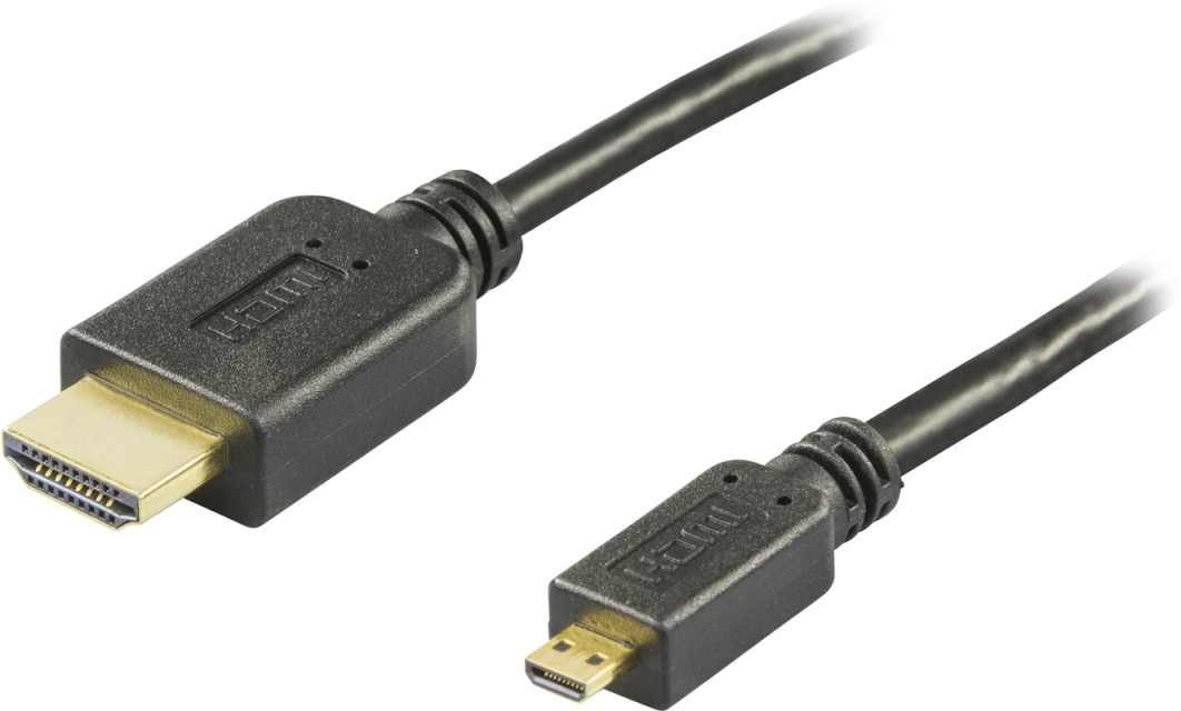DELTACO HDMI-kabel, 1.4+E, 19-pin ha-Micro 19-pin ha, 1080p, svart, 5m