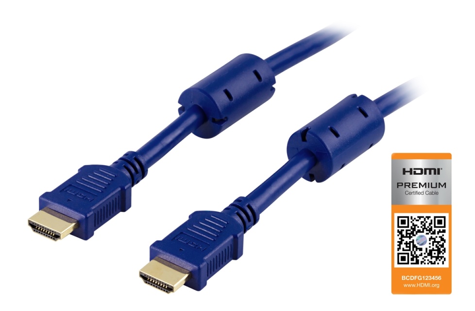 DELTACO HDMI-kabel, v1.4+Ethernet, 19-pinners ha-ha, 1080p, blå, 2 m (HDMI-1020B)
