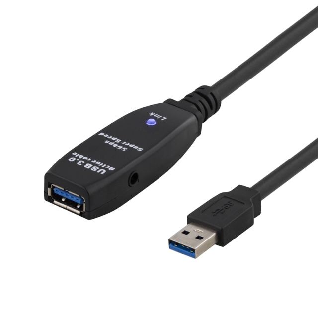 DELTACO aktiv USB 3.0-forlengelseskabel, Typ A ha - hu, 3m, blå