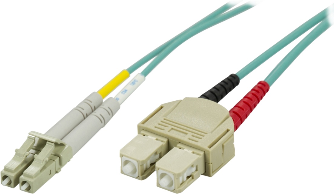 DELTACO OM3 fiberkabel LC - SC, dupleks, multimode, 50/125, 5m (LCSC-65)