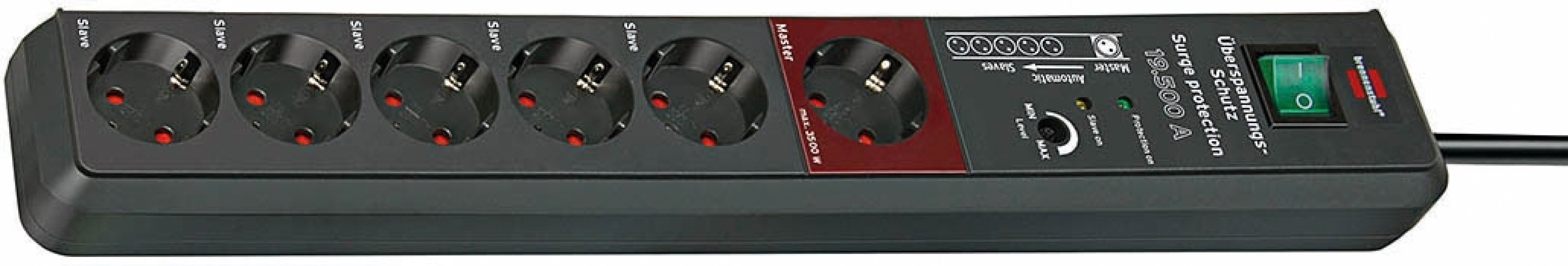 Brennenstuhl grenuttag med 6xCEE 7/4 uttag, 1xCEE 7/4, 3m kabel, sv