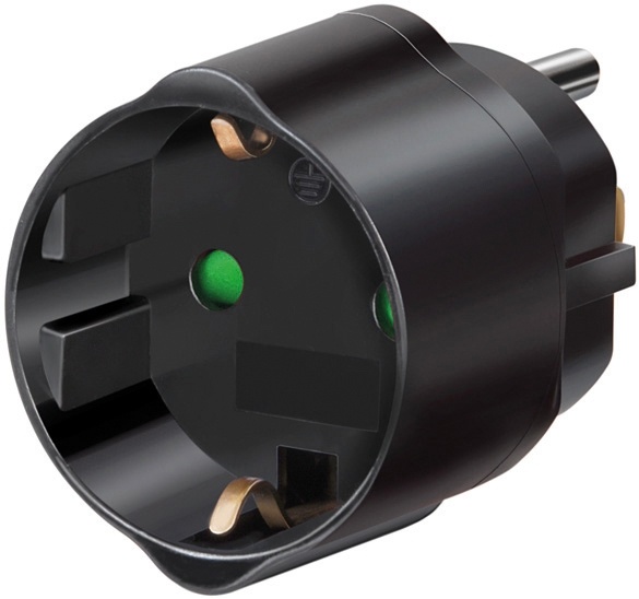 Brennenstuhl reseadapter, EU till US/Jap, jordad, petskydd, svart