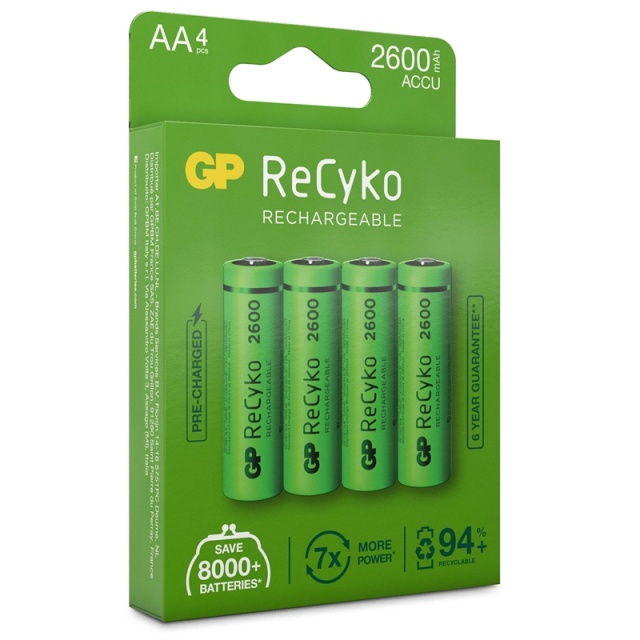 GP ReCyko oppladbare AA-batterier