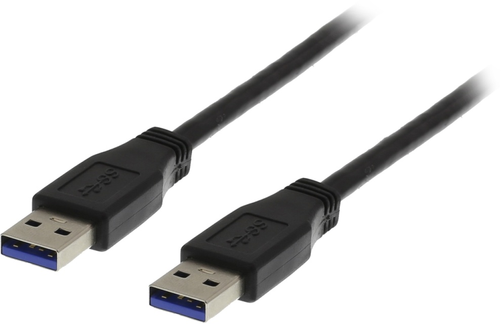 DELTACO USB 3.0 kabel, Typ A hane - Typ A hane, 1m, svart