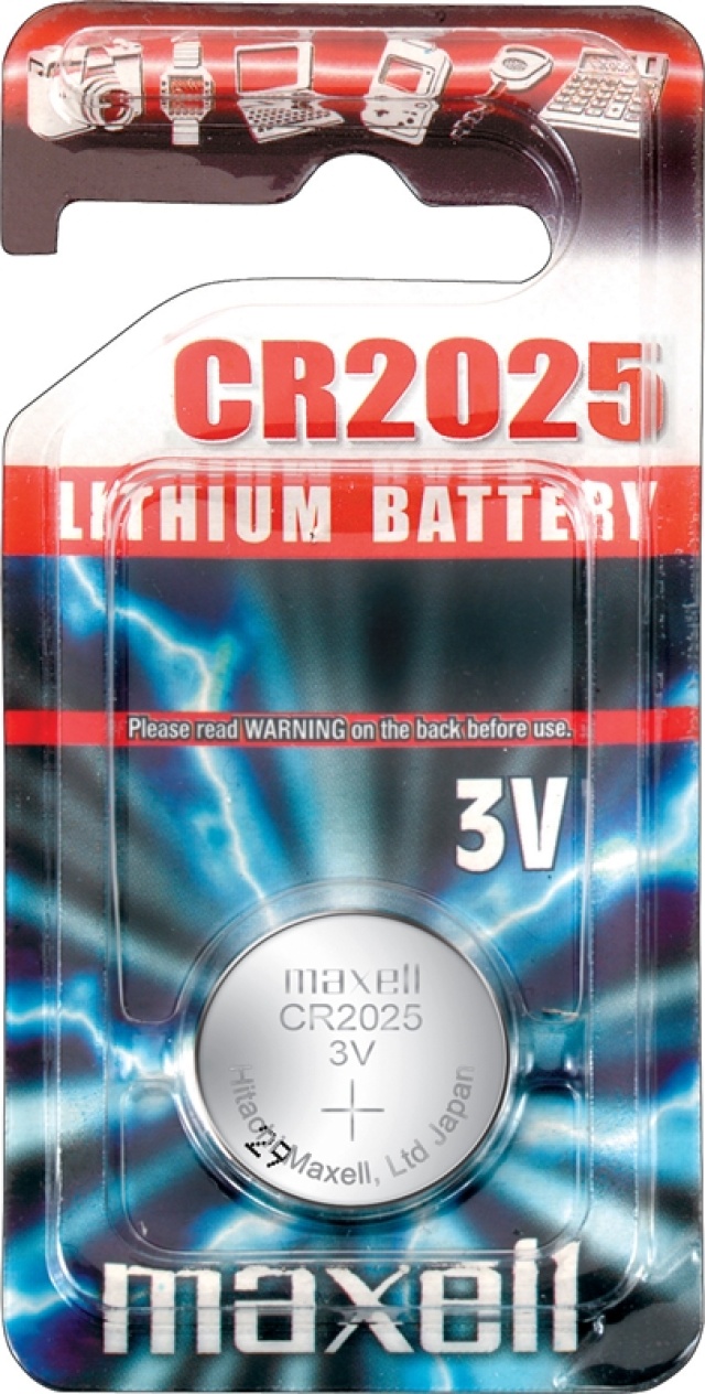 Maxellknappcellebatteri, 1 pakke (CR2025)