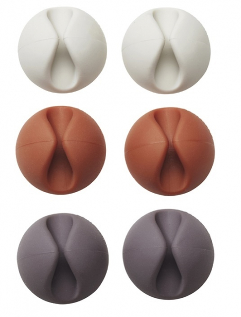 Kabelholder/kabelklemme, 6-pakning (hvit/brun/svart)