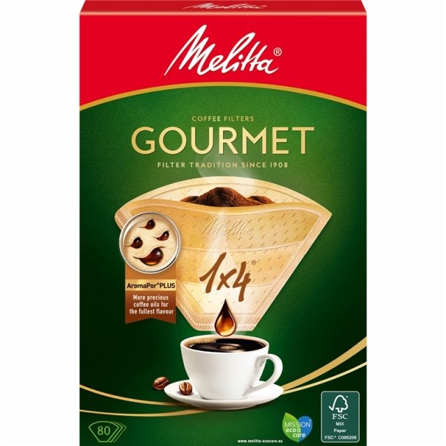 Melitta Kaffefilter Gourmet 1X4 Ubleket 80stk X8dfp