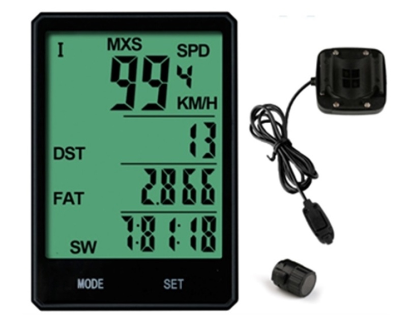 Sykkelcomputer med LCD-skjerm, svart