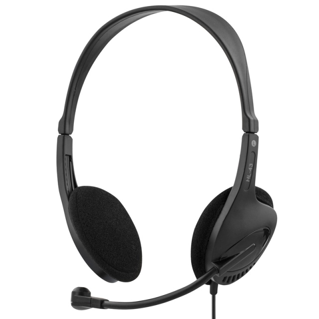 DELTACO headset, 32 Ohm, 2,5 m kabel, svart