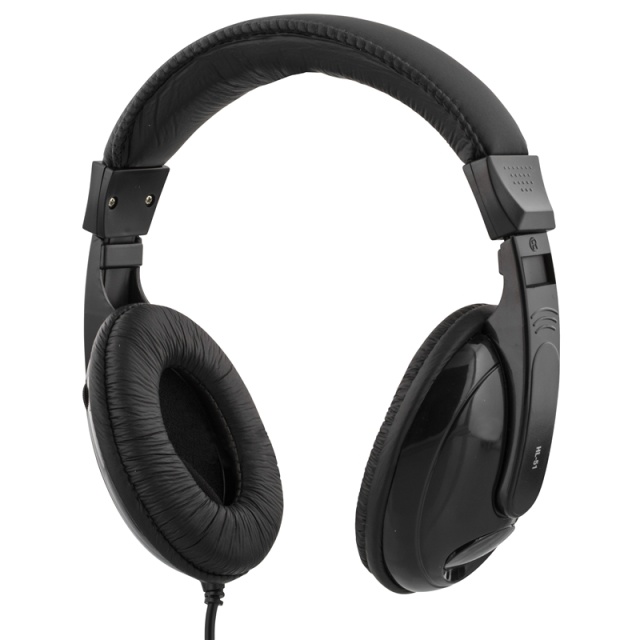 DELTACO hodetelefoner med volumkontroll, 2,5 m kabel, svart (HL-51)