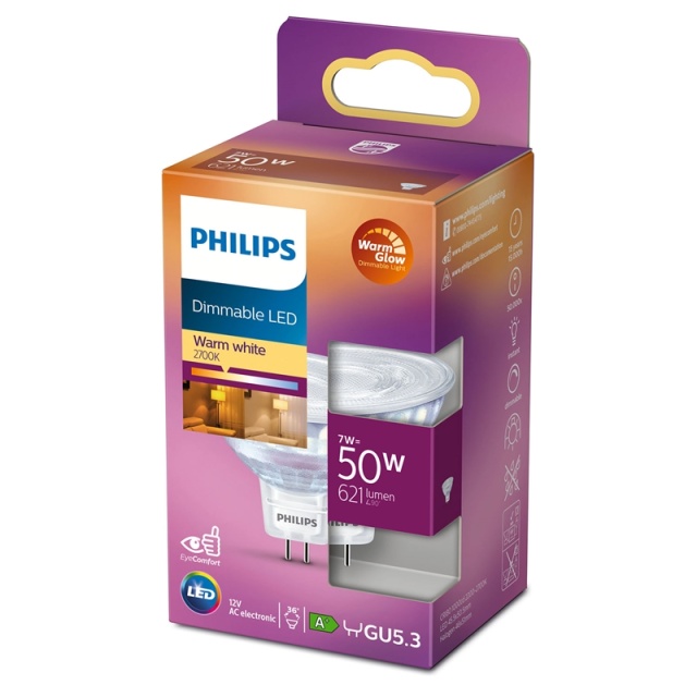 Philips LED GU5.3 Spot 50W 12V dimbar WarmGlow 621lm