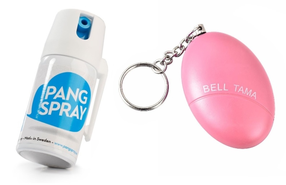 Selvforsvarsutstyr - Knallspray og overfallsalarm (Rosa)