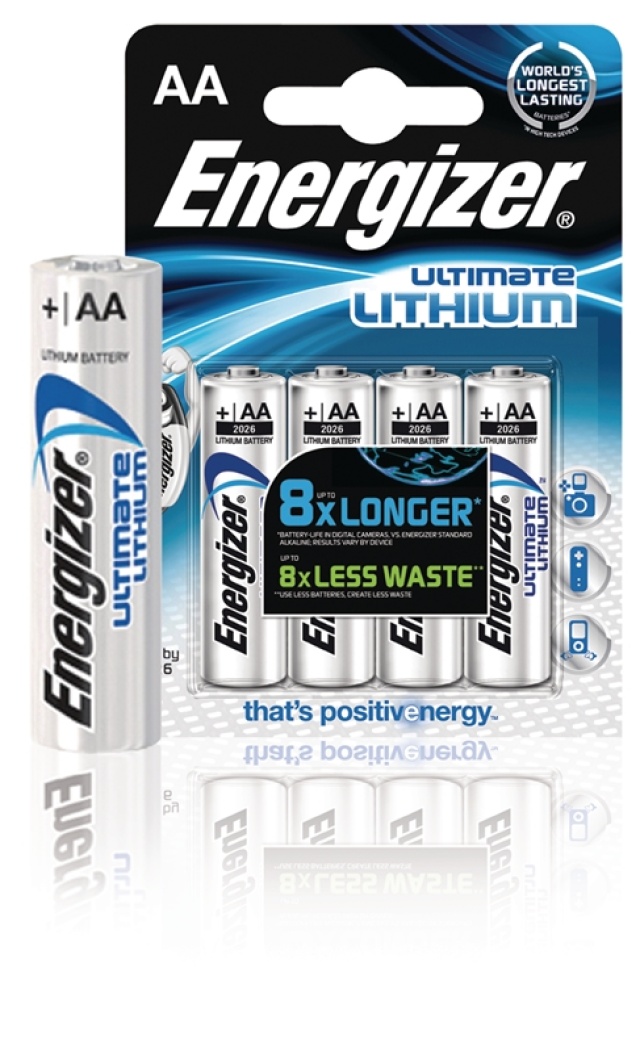 Energizer Litiumbatteri AA | 1.5 V DC | 3000 mAh | 4-Blister | Sølv
