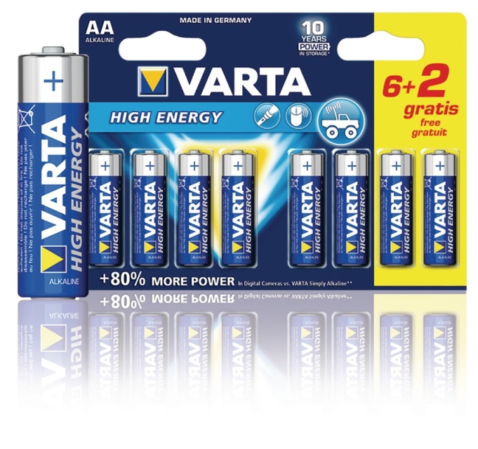 Varta Alkaline Batteri AA 1.5 V High Energy 8-Promotional Blemme