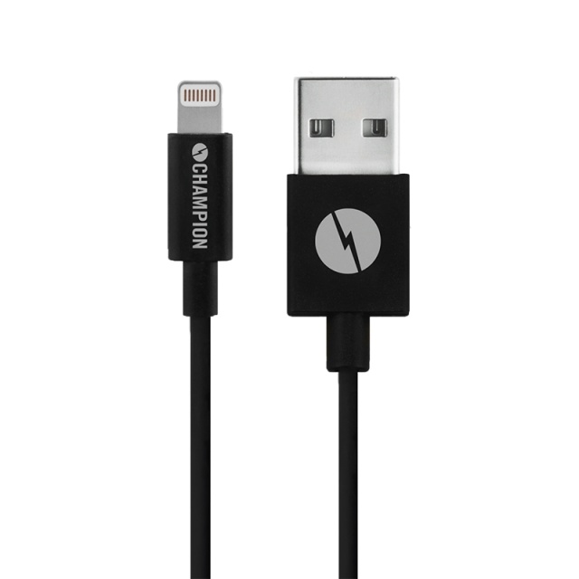 Champion USB-A til Lightning-kabel 2 m svart