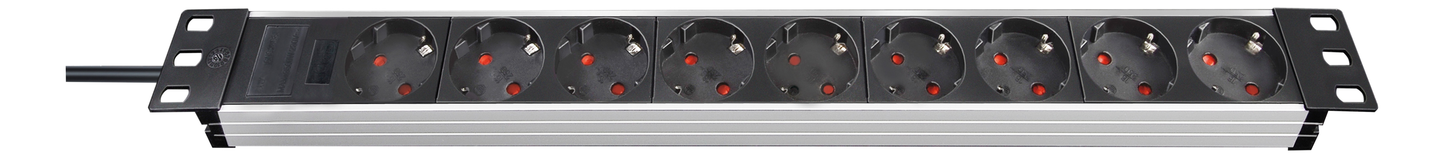 Brennenstuhl Alu-Line, 9xCEE 7/4, jordet, 2m kabel, 16A