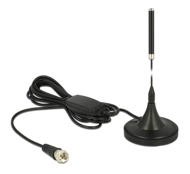 Delock DAB+ Antenna F Plug 21 dB active omnidirectional with magnetica