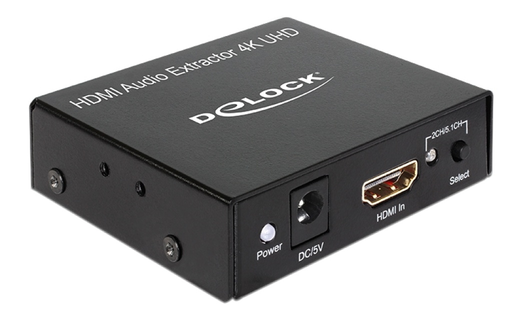 DeLOCK HDMI Stereo/5.1 lydforvandler, UltraHD, Stereo S/PDIF, svart
