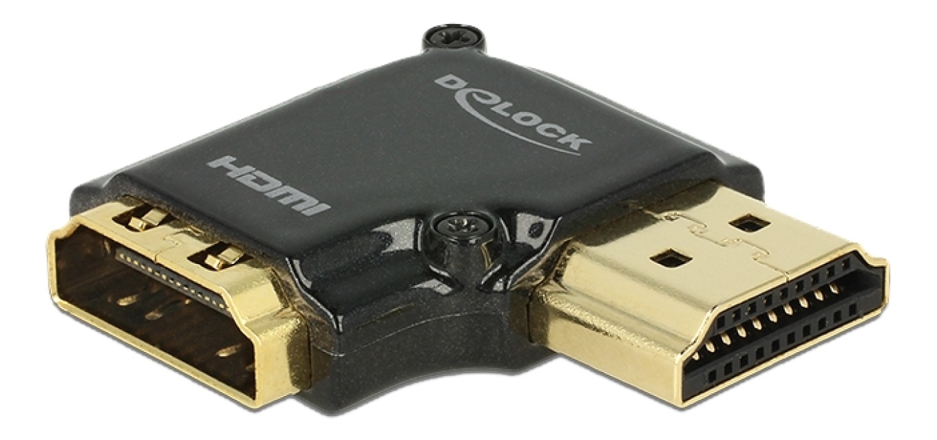 DeLOCK HDMI-adapter, 19-pinners ho-ha, vinklet 90° til høyre, svart
