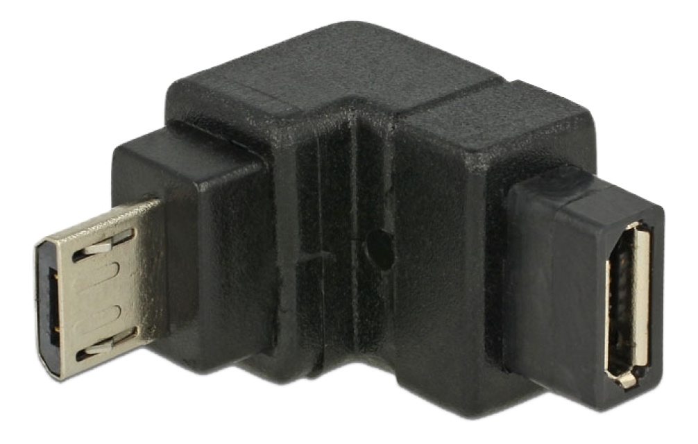 DeLOCK USB Type Micro-B hann til Micro-B hunn-adapter, nedovervinklet