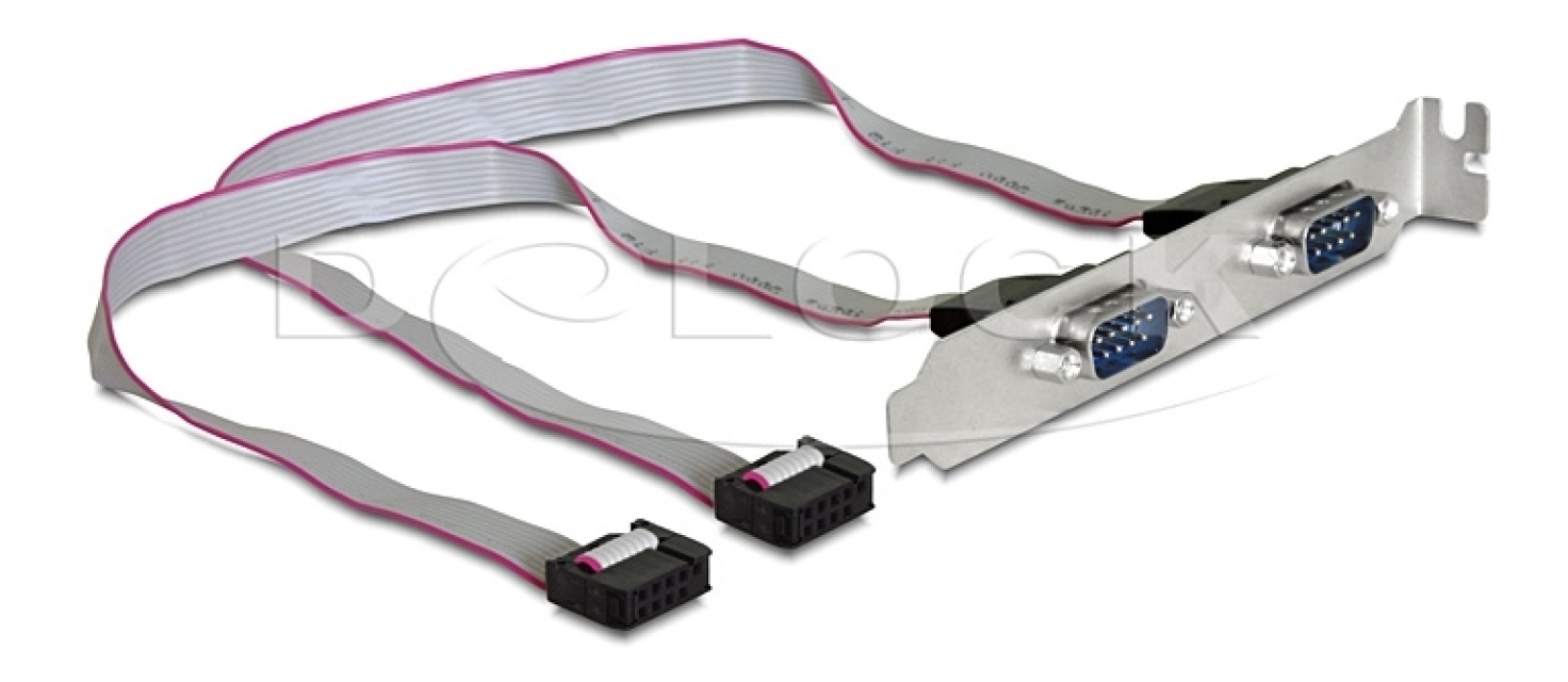 DeLOCK seriell port på dekkplate, 2xDB9 hann, rett pin-pin, 40cm