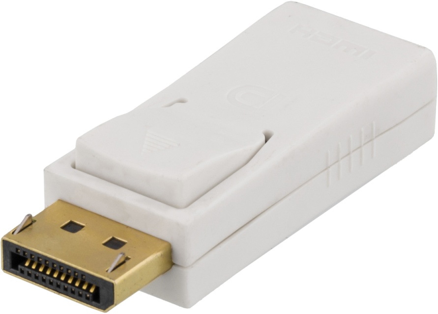 DELTACO DisplayPort till HDMI adapter, ha-ho, vit