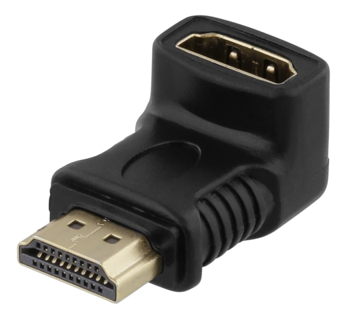 DELTACO HDMI-adapter, 19-pinners ha til ho, vinklet, svart