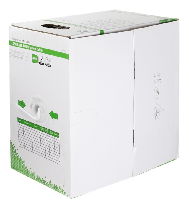 DELTACO U/UTP Cat6 patchkabel, 305m boks, 250MHz, LSZH, hvit